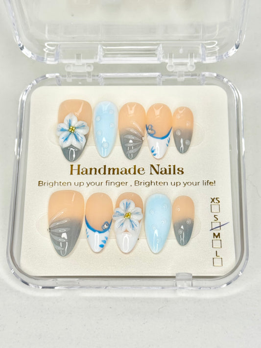 Dusty Blue Flower Almond